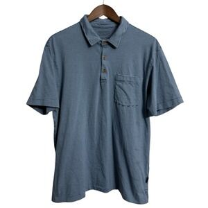 Patagonia Daily polo shirt mens large blue stripe preppy outdoor hike camp 53251